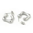 thumbnail image 2 of 10 pair Non-Tarnish Square Stud Earrings 304 Stainless Steel Half Hoop Earrings for Women Stainless Steel color 24x17x4mm Pin: 0.8mm, 2 of 3