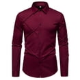 thumbnail image 4 of Mens Dress Shirts Long Sleeve Solid Business Design Stand Collar Formal Shirt Red XXL, 4 of 9