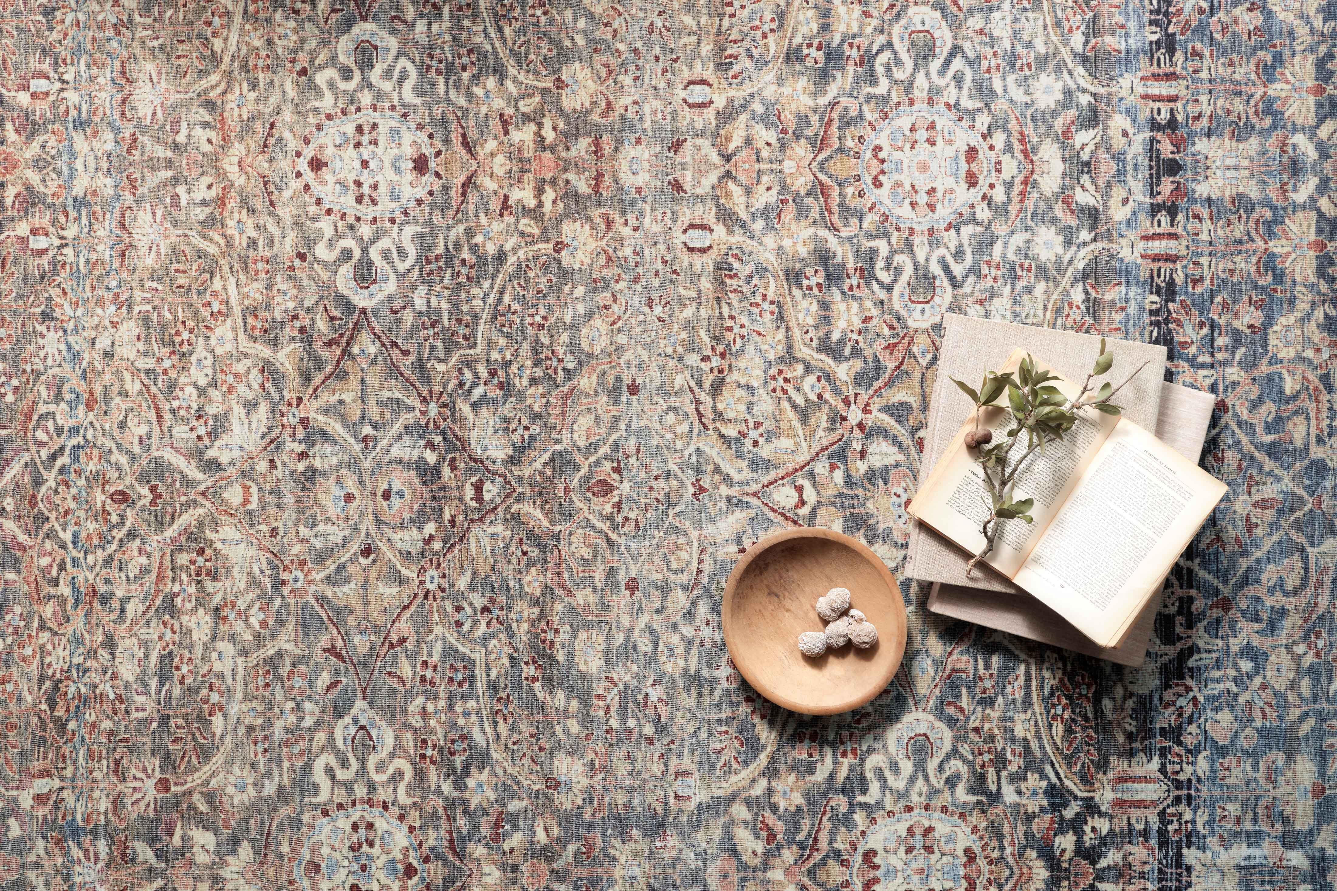 Chris Loves Julia x Loloi Jules Denim/Spice 2'-6" x 7'-6" Area Rug