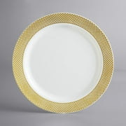 Gold Visions 10" Bone / Ivory Plastic Plate with Gold Lattice Design - 120/Case