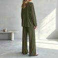 thumbnail image 7 of Iyufng Womens Two Piece Sets Loose Round Neck Long Sleeve Tops Elastic Waist Wide Leg Pants Loungewear Sets, 7 of 7