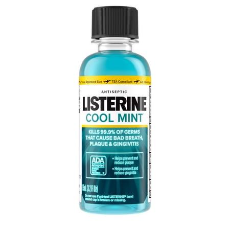 Listerine Cool Mint Antiseptic Mouthwash for Bad Breath, Mint, 3.2 oz