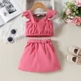 thumbnail image 6 of Coerni Toddler Baby Girl Skirts Outfit Spring Summer Kids Clothes Sleeveless Knit Vest Top + Pleated A Line Skirts Set, 6 of 9