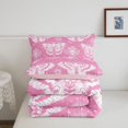 thumbnail image 5 of Homewish Hipple Moth Full Size Comforter Sets,Flower Skull Bedding Comforter Set,Pink,Halloween Duvet,Pink Reversible,3 Pieces,1 Comforter and 2 Pillowcases, 5 of 7