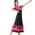 thumbnail image 2 of Women Sequin Flower Embroidered Skirt Flamenco Ballroom Practice Dress Big Swing Skirts Dance Performance Skirt for Women Girls, 2 of 7
