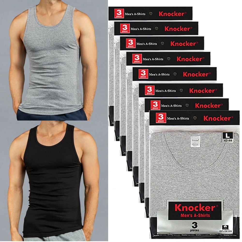 24 X Mens Tank Tops 100% Cotton A-Shirt 