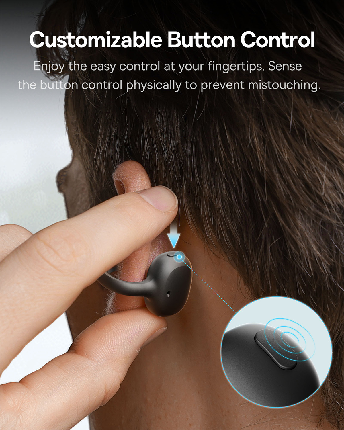Baseus Bowie MC1 Open-Ear Bluetooth Earbuds with Mic, IP57 Waterproof, 40H Playtime, Black