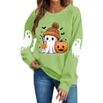 thumbnail image 3 of APEXFWDT Cute Ghost Pumpkin Halloween Pullover Sweatshirt for Women, Crew Neck Long Sleeve Bat Graphic Casual Fall Tops, 3 of 4