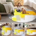 thumbnail image 6 of Yellow Gray Round Area&nbsp;Rug 8ft Graffiti Color Block Mottled Geometric Modern Non-Slip&nbsp;Washable Circle Rugs Soft Felt Indoor Floor Mat for Bedroom Kitchen Living Room Bathroom, 6 of 9