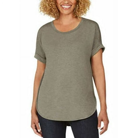 Matty M Ladies' French Terry Roll Cuff Tee (2X, Heather Olive)