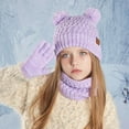 thumbnail image 2 of Riforla Children Winter Hat Scarf and Gloves Set Fashionable Outdoor Warm Three Piece Set Soft and Cozy Purple, 2 of 9