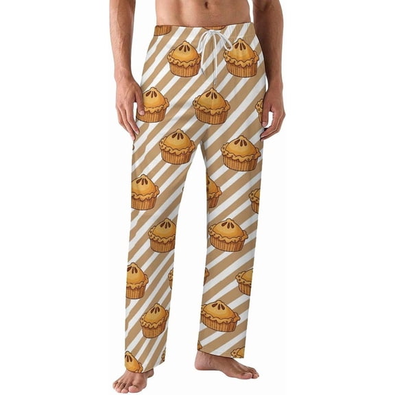 PRIYAL Pajamas Pants For Men Pie Pattern Black Pajama Bottoms Sleepwear Pj Pants