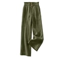 thumbnail image 6 of Cagogo Women Plus Size Wide Leg Elastic Waist Trousers with Pockets Casual Loose Long Pants Travel Work Lounge Bottoms Summer Beachwear, Army Green M, 6 of 6