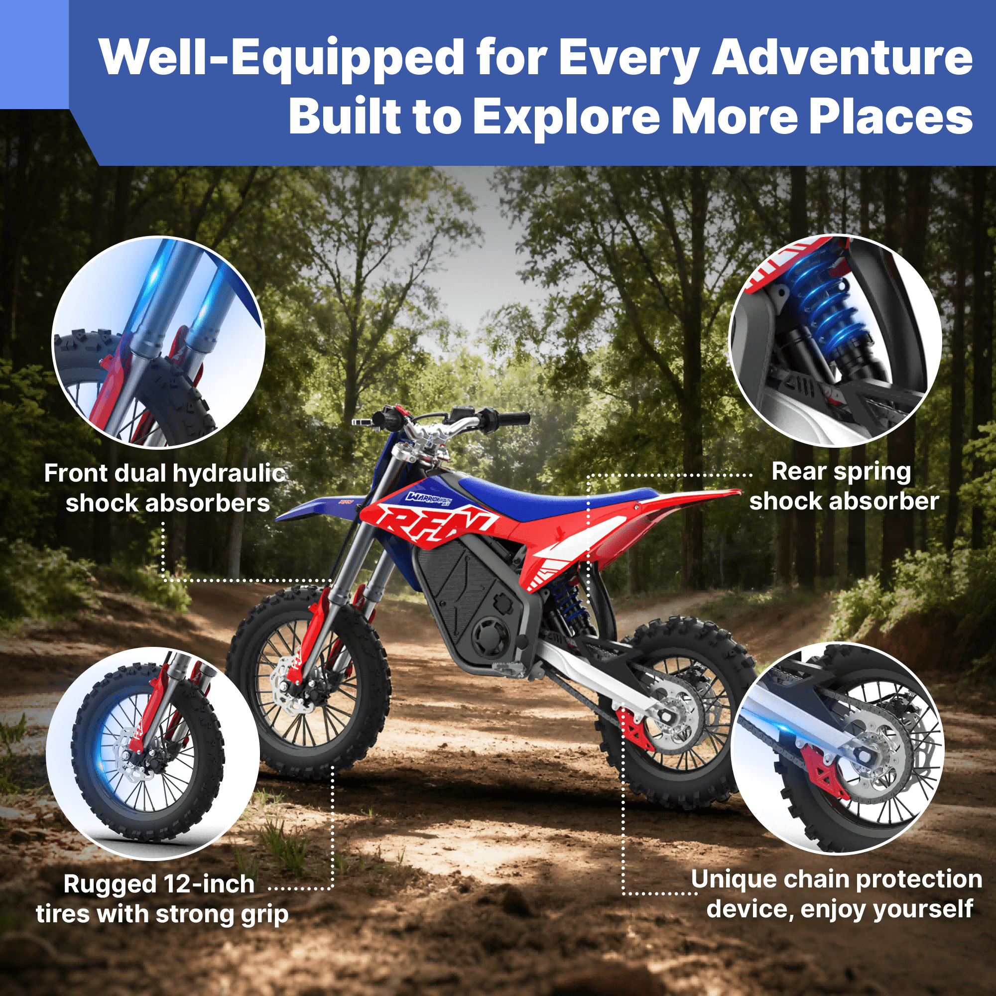 RFN Warrior Youth SX-E2 Electric Dirt Bike - MAX 2000W Powerful Brushless Motor - 28 mph Top Speed | 26-Mile Range & Off-Road eBike for Teens and Adults