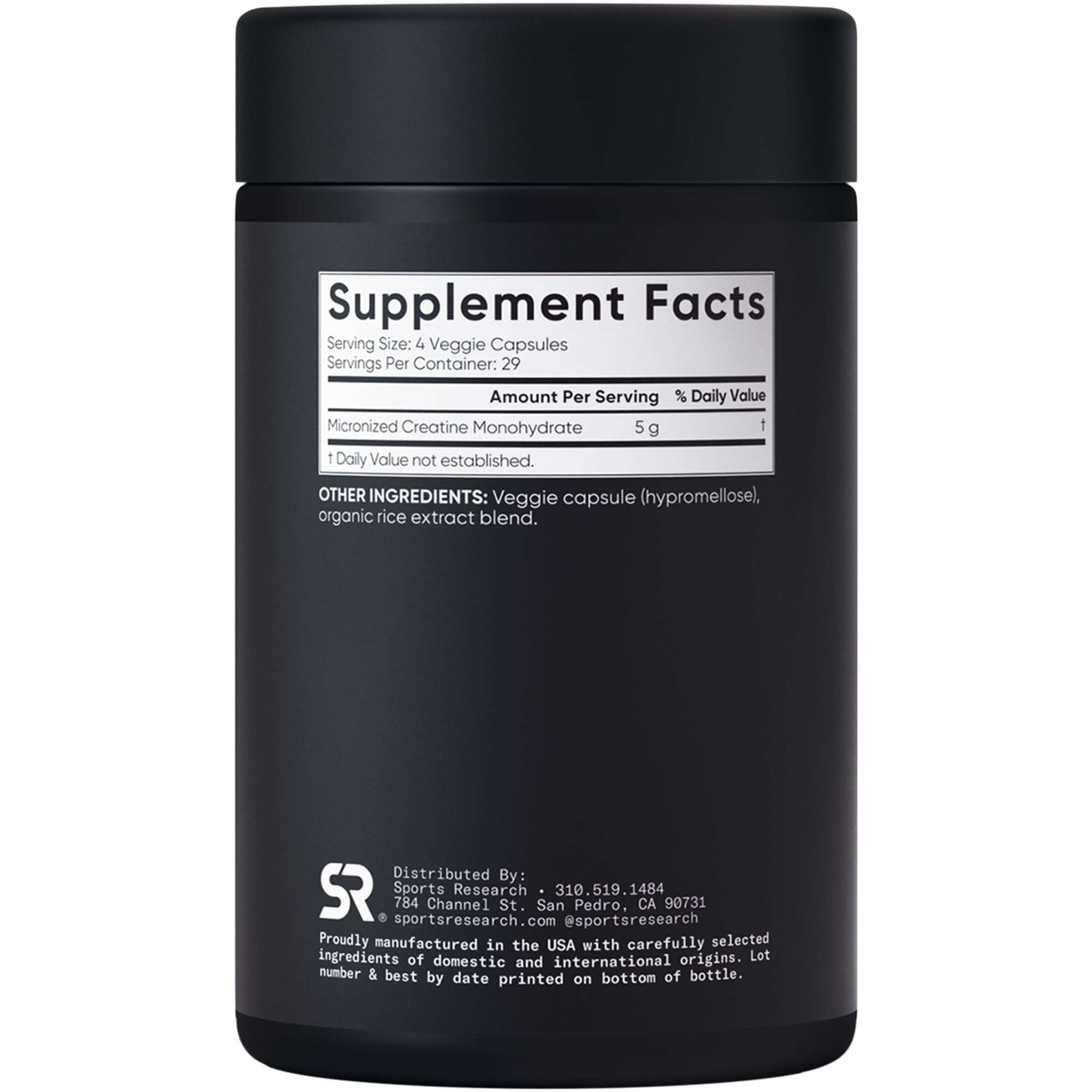 Sports Research Creatine Monohydrate 5000mg (116 veggie capsules)