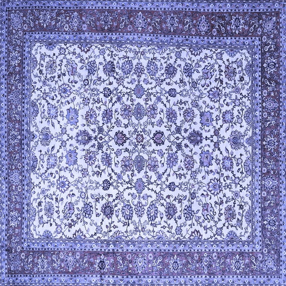 Ahgly Company Machine Washable Indoor Square Persian Blue Traditional Area Rugs, 3' Square