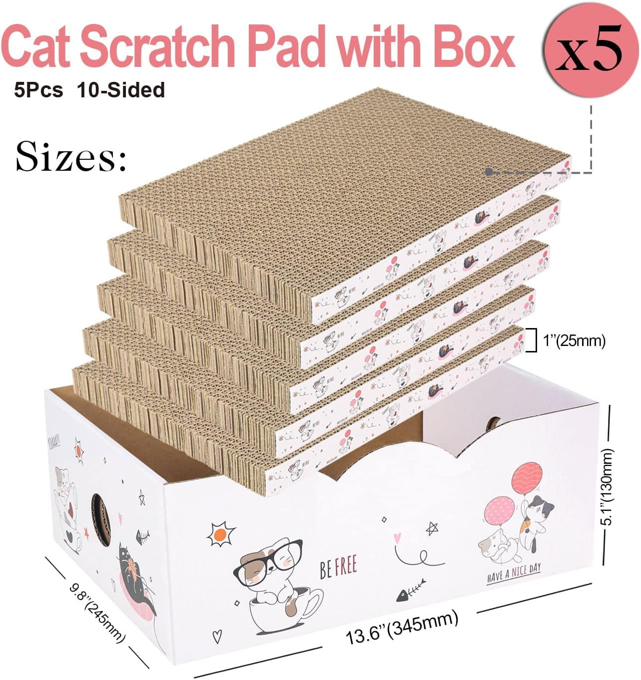 THBN 8 Packs in 1 Cat Scratch Pad, Cat Scratcher Cardboard,Reversible,Durable Recyclable Cardboard, Premium Scratch, Suitable for Cats to Rest, Grind Claws and Play