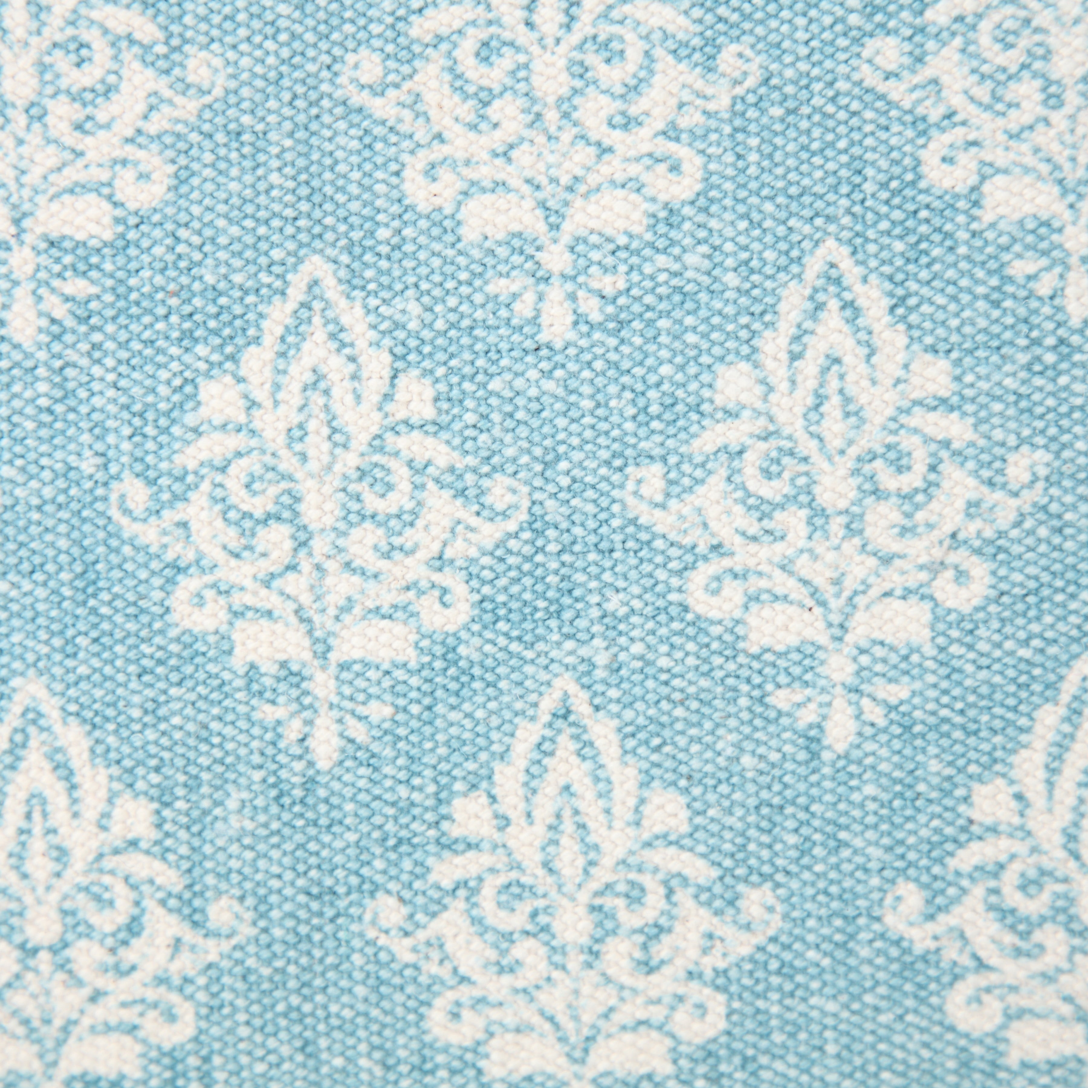 Elm & Oak Grace 20" x 20" Light Blue/White Damask Cotton Adult Decorative Throw Pillow