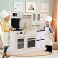 thumbnail image 4 of Pirecart Toddler Kitchen Playset Wooden Chef Pretend Playset with 2 Fabric Boxes, Real Lights & Sounds and Cooking Accessories, Birthday/ Holiday Gifts for Age 3+, Beige, 4 of 10
