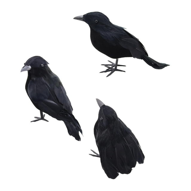 Decoración de cuervos de Halloween Macarena cuervos con plumas negras