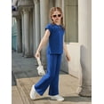 thumbnail image 4 of Arshiner Girls 2 Piece Outfits Summer Clothes Short Sleeve Crewneck Tops Wide Leg Pants Trendy Clothing Sets, 4 of 6