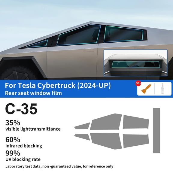 For Tesla Cybertruck 2024 2025 Pre-Cut Easy Install Car Window Tint Film Kit Solar Tinted Film Privacy,Heat &UV Protection