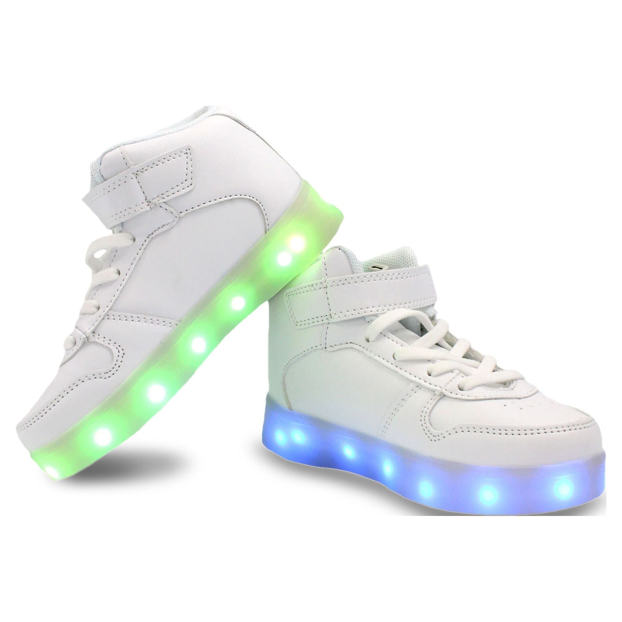 Family Smiles LED Light Up Sneakers Kids High Top Boys Girls Unisex Strap Lace Up Shoes White Toddler US 10.5 / EU 27.5 - image 5 of 7