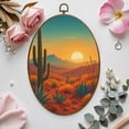 thumbnail image 7 of Canvas Wall Art Cactus Arizona Desert Boho Western Aztec Southwestern Cacti Mountains Oval Framed Canvas Prints Vintage Wall Hanging Decor for Home Decorations 8.6"x11.4", 7 of 7