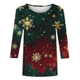 thumbnail image 5 of Weiqiqre Winter Clothing for Women Funny Xmas Tree Lights 3/4 Sleeve Tops Crewneck Family Dressy Blouses Holiday Tunic Tops, 5 of 6