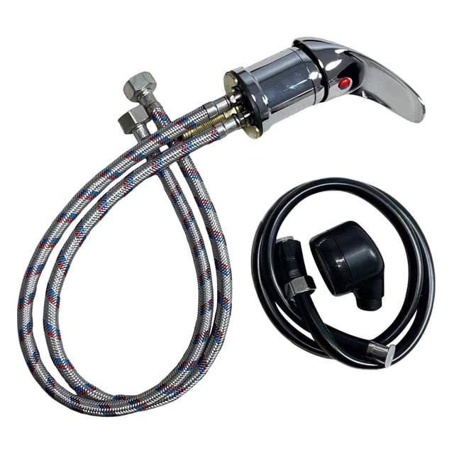 Juego de grifo para champú con manguera y cabezal rociador de ducha fácil de instalar para el hogar Aspersor negro