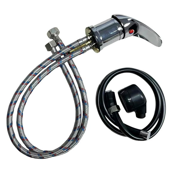 HILABEE Ensemble de Robinet Bol de Shampoing Facile à Installer Pièces de Rechange Alliage de Zinc Mélangeur Eau Chaude Froide Noir Arroseur