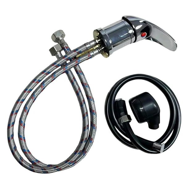 Juego de grifo para champú con manguera y cabezal rociador de ducha fácil de instalar para el hogar Aspersor negro