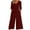 Wine, variant on Fashion Jumpsuits for Women Dressy Plus Size Comfortable Solid Color Short Sleeved-neck Jumpsuit