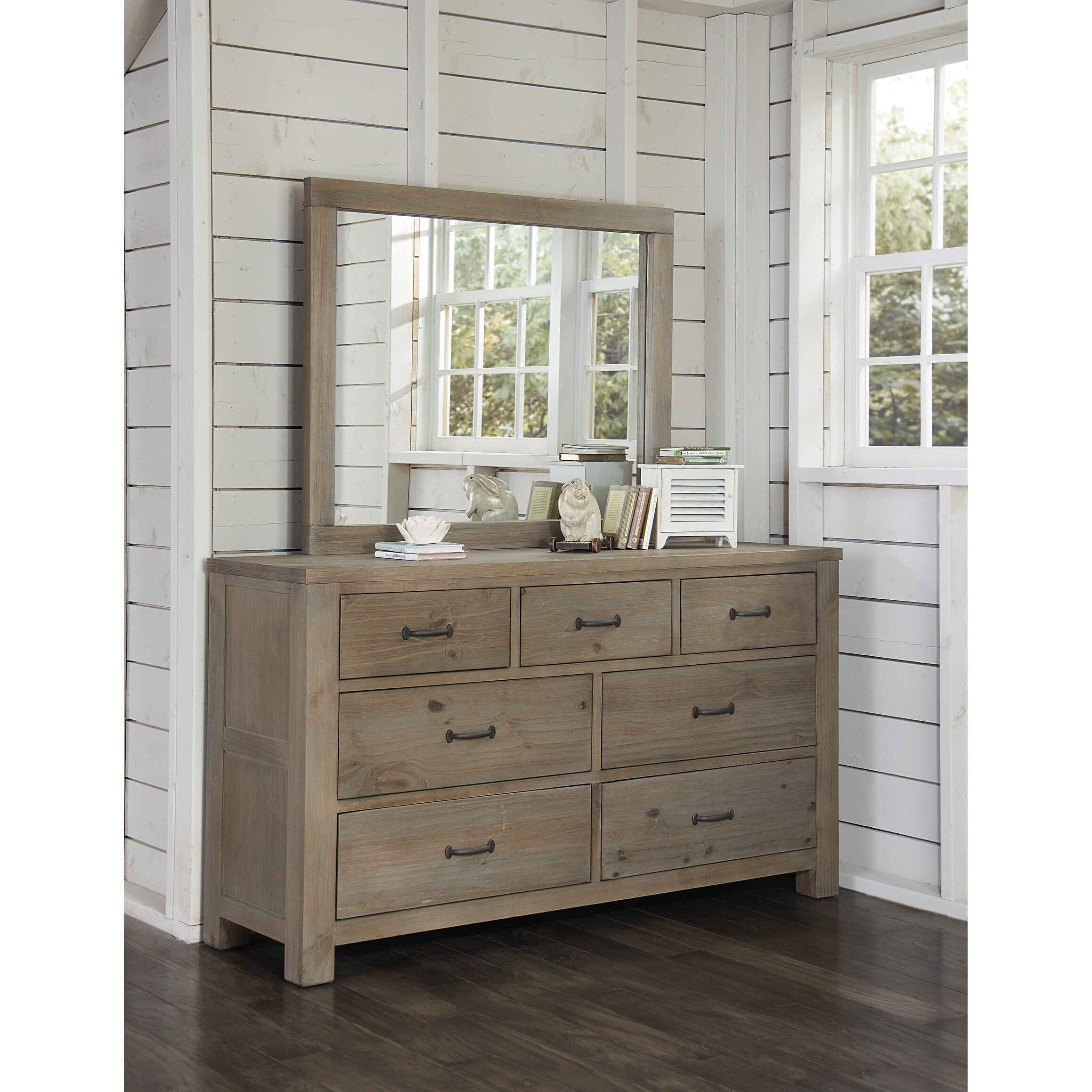 Hillsdale Highlands 7 Drawer Dresser with Mirror, Driftwood - Walmart.com