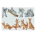 thumbnail image 1 of Tropical Animals Cutting Board, Australian Kangaroos and Koala Bears in Different Positions Art Print, Decorative Tempered Glass Cutting and Serving Board, Large Size, Brown Grey, by Ambesonne, 1 of 1