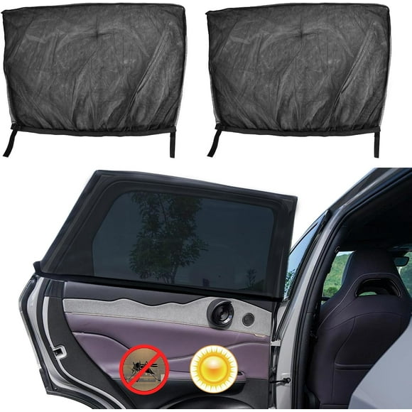 2 Pcs Pare-Soleil pour Vitres de Voiture, Pare-Soleil pour Vitres Arrière de Voiture Hautement Élastique pour la Plupart des Modèles, Écran Anti-Éblouissement anti-UV avec Couvercle d'Intimité, Accessoires de Camping pour Voiture et Couvre-Vitre de Voiture Sécuritaire pour Bébé