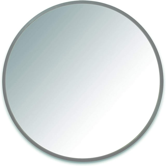 ITY International - Miroir Mural Rond, Diamètre de 23,6 Pouces, Cadre Gris