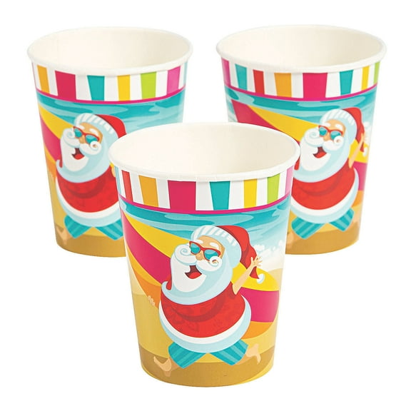 Luau Santa 9 Ounces Cup - Party Supplies - 8 Pieces