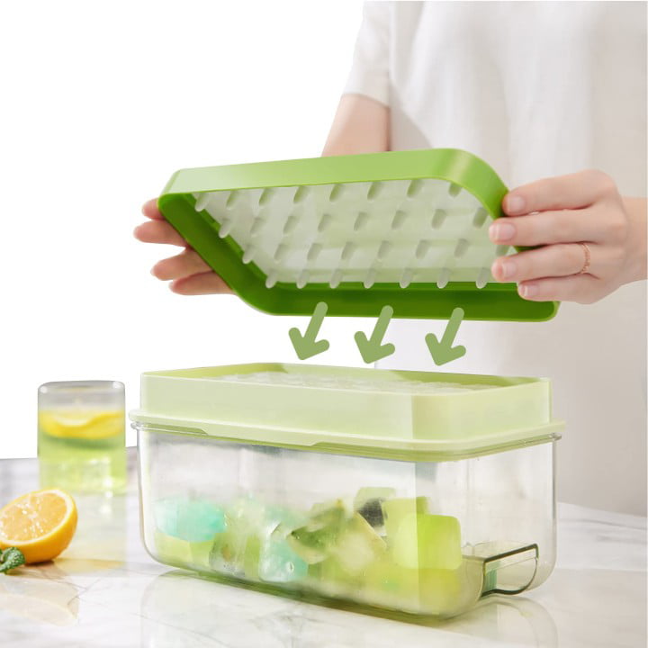 PENGKE Ice Cube Tray with Lid and Bin,64 Nuggets Silicone Ice Tray with Ice  Bucket,Ice Cube Storage Container Set with 2 trays for Chilled Drink,  Cocktail,Whiskey and Smoothie,Green - Yahoo Shopping
