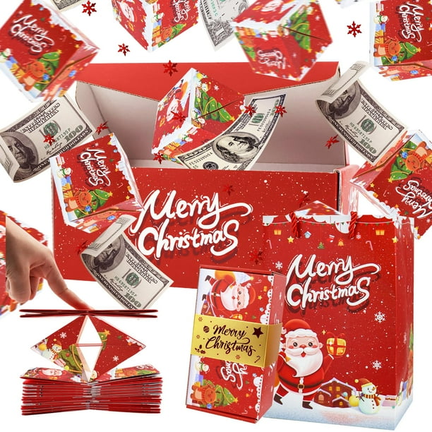 Caja de regalo con forma de conejo de lluvia, plegable, con forma de conejo de lluvia, sobre rojo, para Navidad