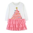 thumbnail image 1 of PMVFHDE Robes Filles Hiver Robe Fille avec Imprimé Festif Robe de Fête Tricotée pour la Saison des Fêtes Multicolore, 4-5 Ans, 1 of 9