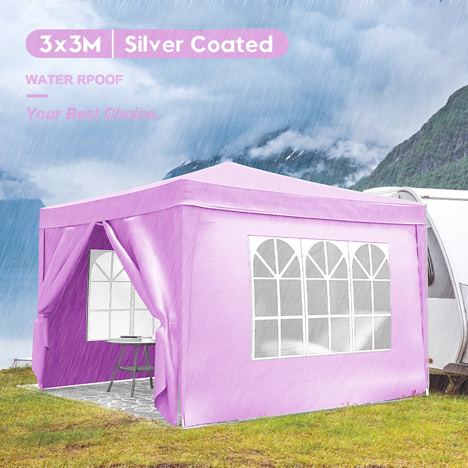 Aimee Lii 120"x120" Pop Up Tent, Backyard Canopy Gazebo with Sidewalls, Outdoor Patio Awnings for Party Camping BBQ Events, Pink Aimee Lii 120"x120" Pop Up Tent, Backyard Canopy Gazebo with Sidewalls, Outdoor Patio Awnings for Party Camping BBQ Events, Pink