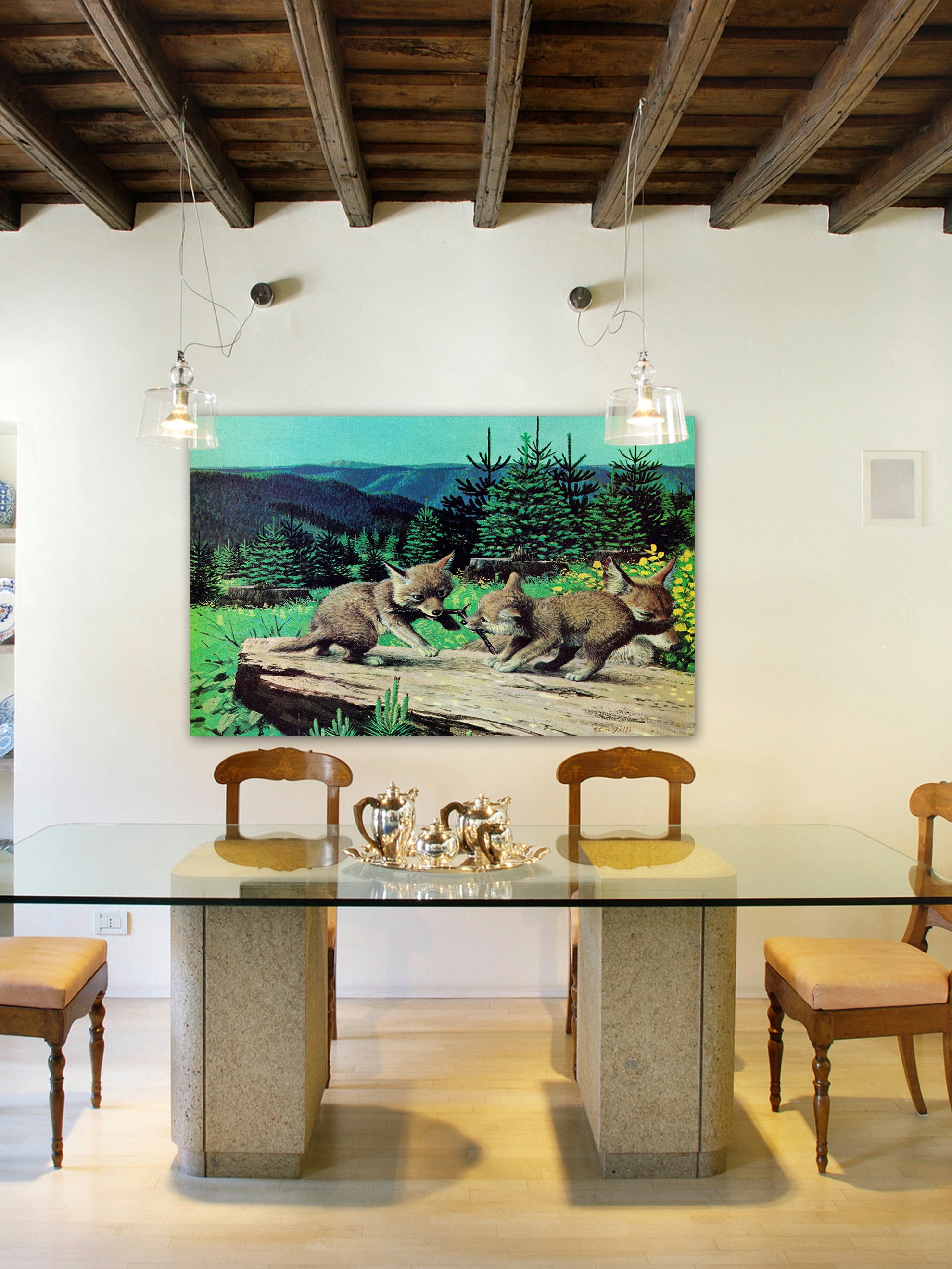 "Cubs at Play" Painting Print on Wrapped Canvas