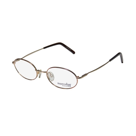 NEW MARCOLIN VILLAGE 73 MENS/WOMENS OVAL FULL-RIM GOLD / HAVANA STAINLESS STEEL STUNNING FRAME DEMO LENSES 49-18-135 SPRING HINGES EYEGLASSES/EYEGLASS FRAME