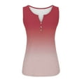 thumbnail image 4 of Olyvenn Summer Womens Tunic Tight Tank Tops Buttons Slit V-Neck Bodysuit Flowy Skinny Tight Slim Fit Casual Camis Stretch Workout Trendy Fitness Sleeveless Shirts Gradient Color Tees Pink 6, 4 of 5