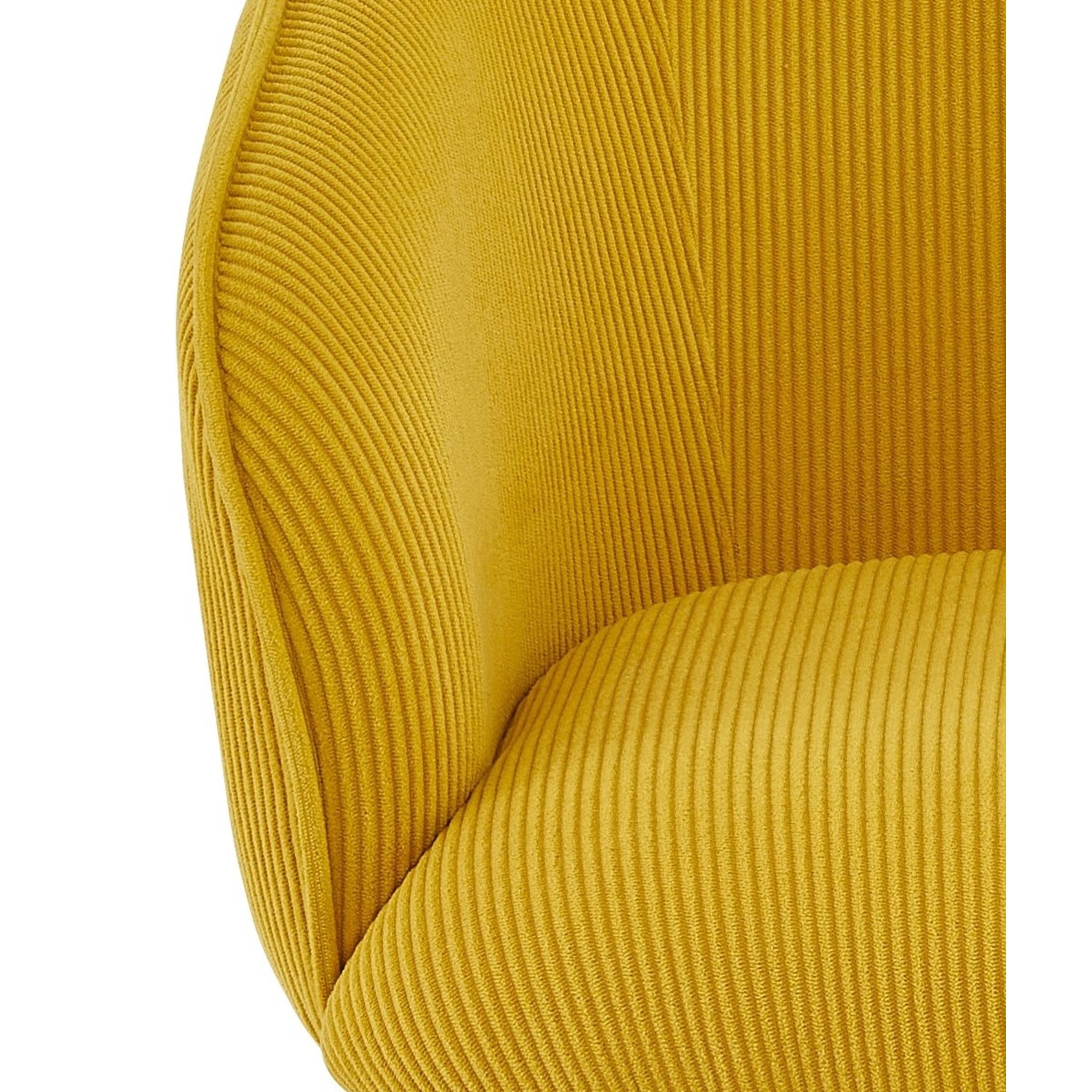 GDF Studio Mid-Century Modern Barrel Accent Chair with Corduroy Upholstery & Metal Legs, Yellow