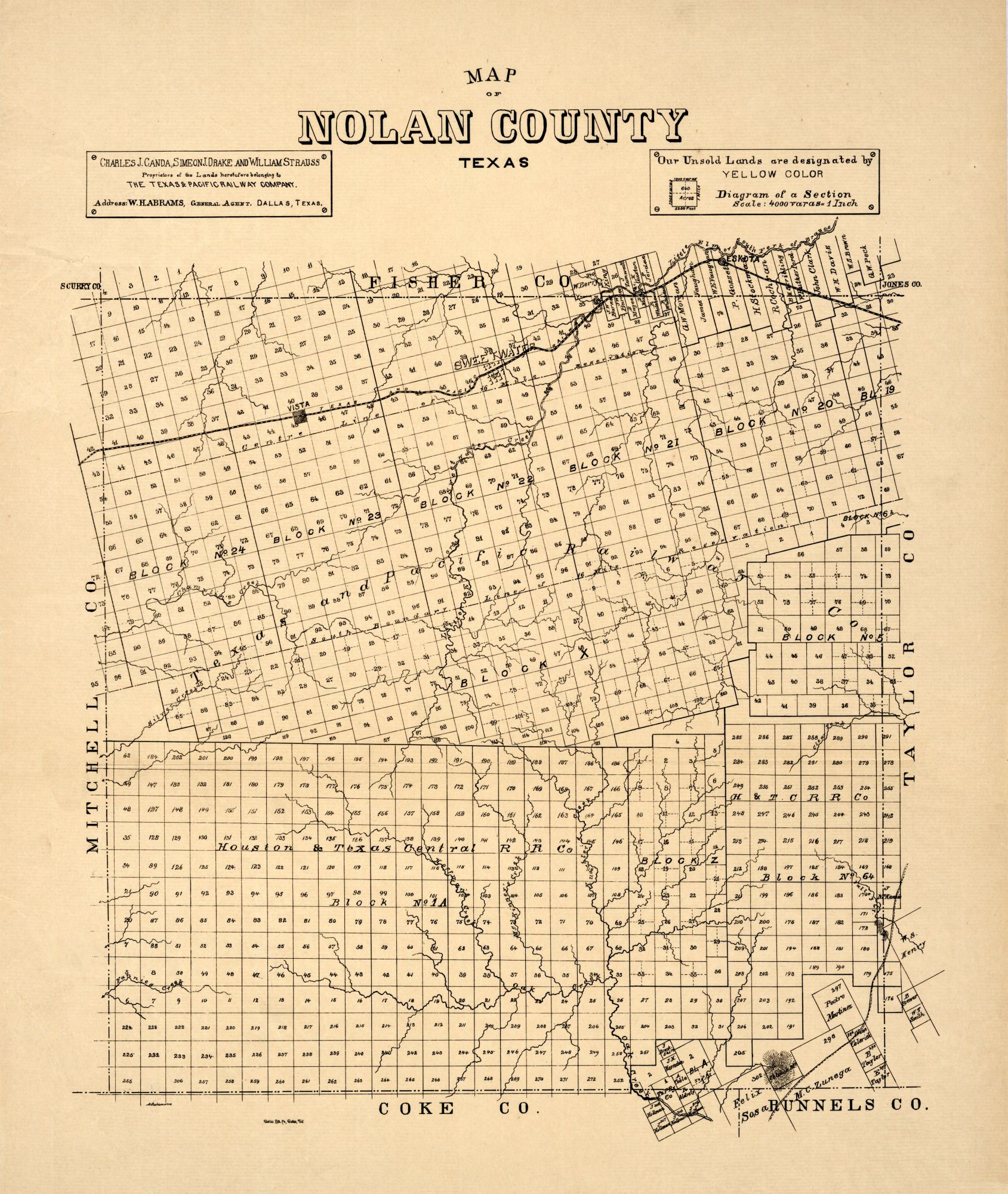 Nolan County Texas - 1890 - 23 x 27.24 - Walmart.com - Walmart.com