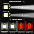 thumbnail image 2 of Linterna de camping, luz LED recargable por USB, linterna multifuncional regulable, batería externa portátil con imán colgante (verde), 2 of 5