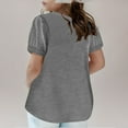 thumbnail image 4 of Clearance!KkSLirnhs 11 Years Girls Tops 14-16 Girls Plus Size V-Neck Short-sleeved Shirts Kids Loose Tunic Pullover Aged 3-14 Gray, 4 of 7