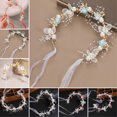 thumbnail image 2 of Diadema con diseño floral de mariposa, cinta ajustable, diadema para mujer, perlas sintéticas, circonitas cúbicas, estilo griego bohemio, tocado de hadas para bodas y damas de honor., 2 of 8